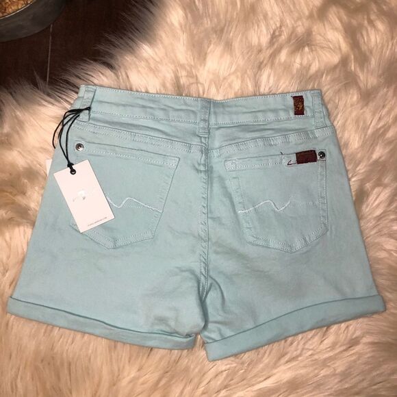 7 for all mans kind girls mint denim shorts sz 14 - Picture 4 of 7